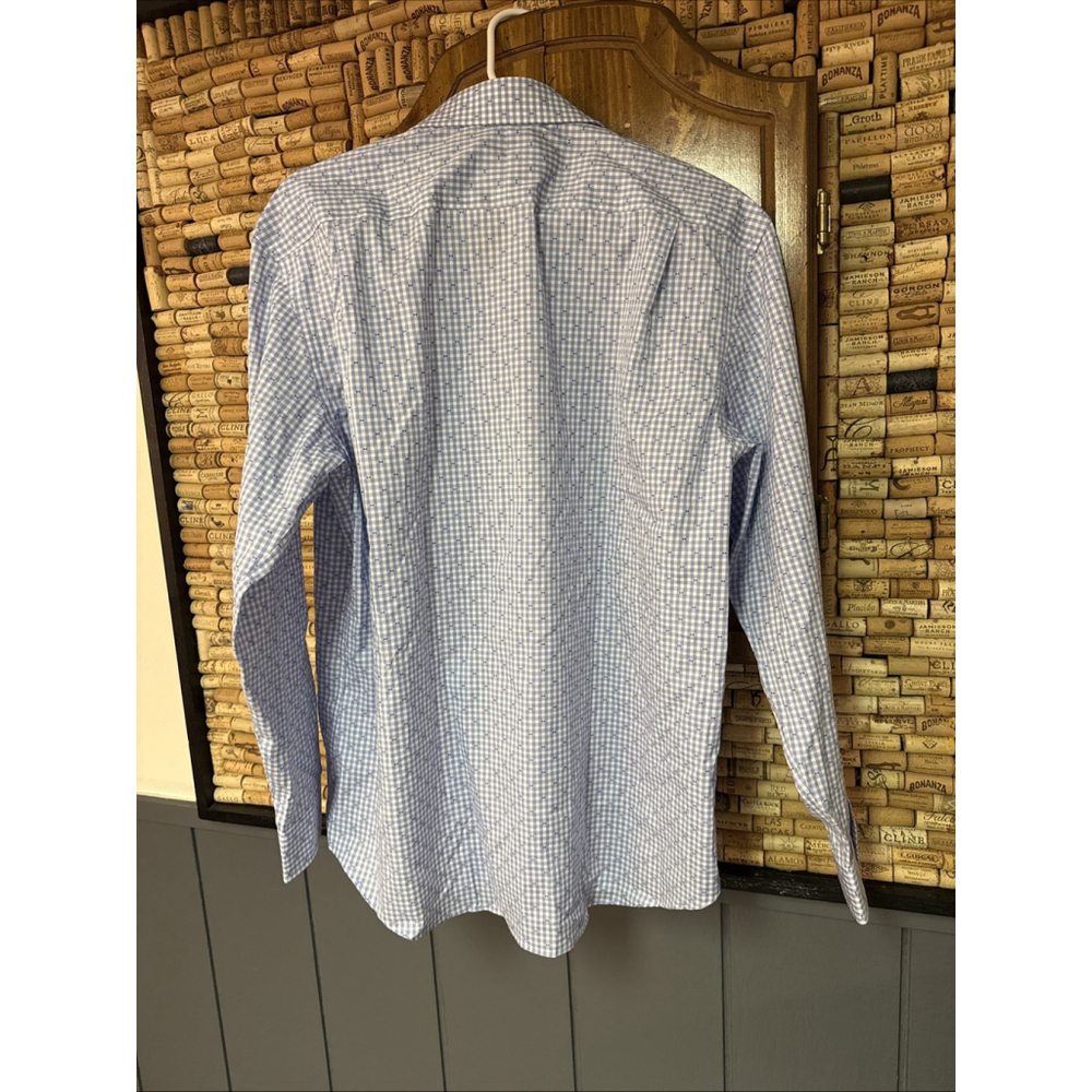 JOS. A. BANKS Dress Shirt Blue Stripe Long Sleeve Size 17-35 Tailored Fit - Picture 5 of 5